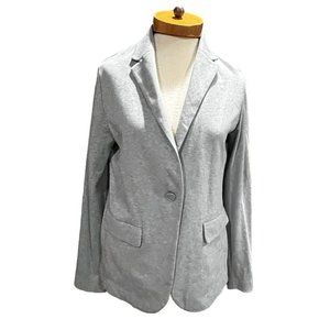Uniqlo Womens Single Button Sweat Blazer Jacket Long Sleeve Size M‎ Gray Soft